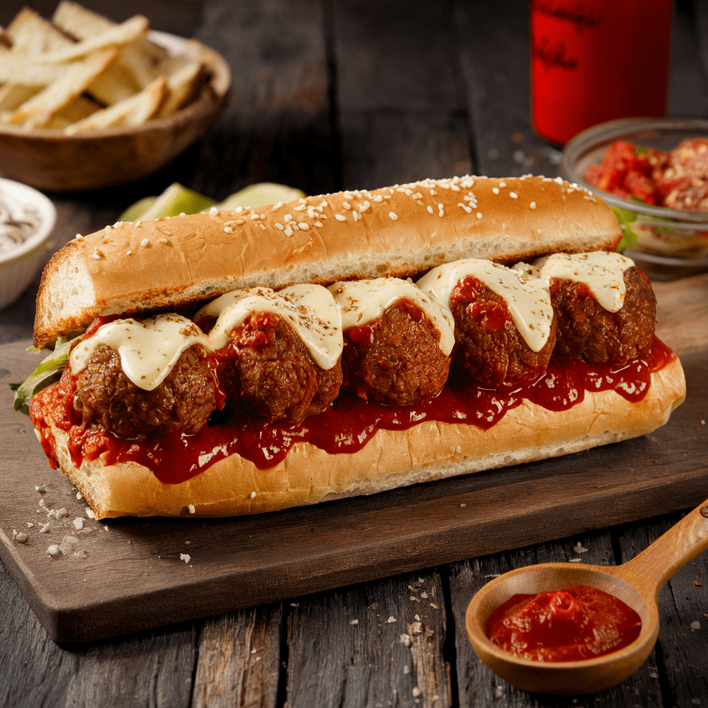 Sweet & Spicy Meatball on Large White Sub